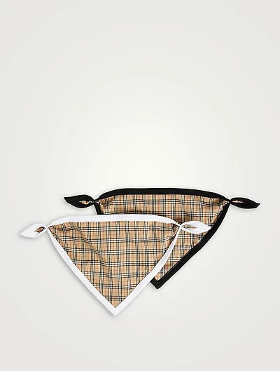 Check Panel Cotton-Blend Towelling Bib Set