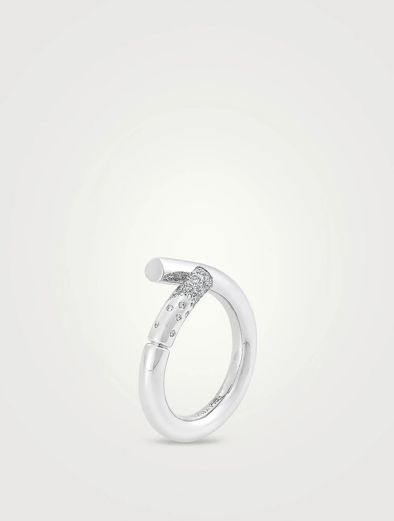 Oera 18K White Gold Ring With Diamonds