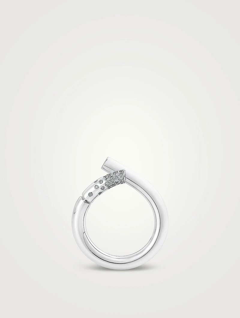Oera 18K White Gold Ring With Diamonds