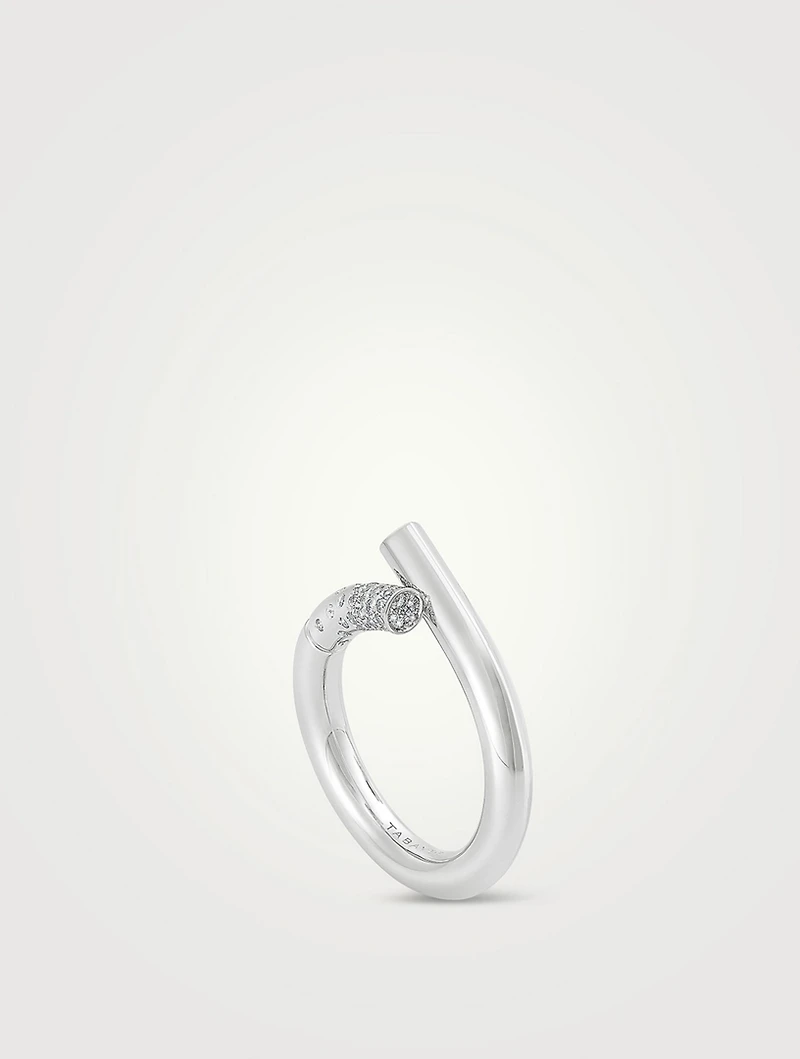 Oera 18K White Gold Ring With Diamonds