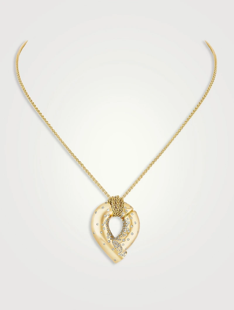 Large Oera 18K Gold Pendant Necklace With Diamonds