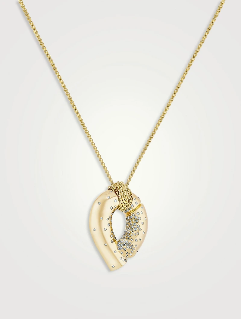 Large Oera 18K Gold Pendant Necklace With Diamonds