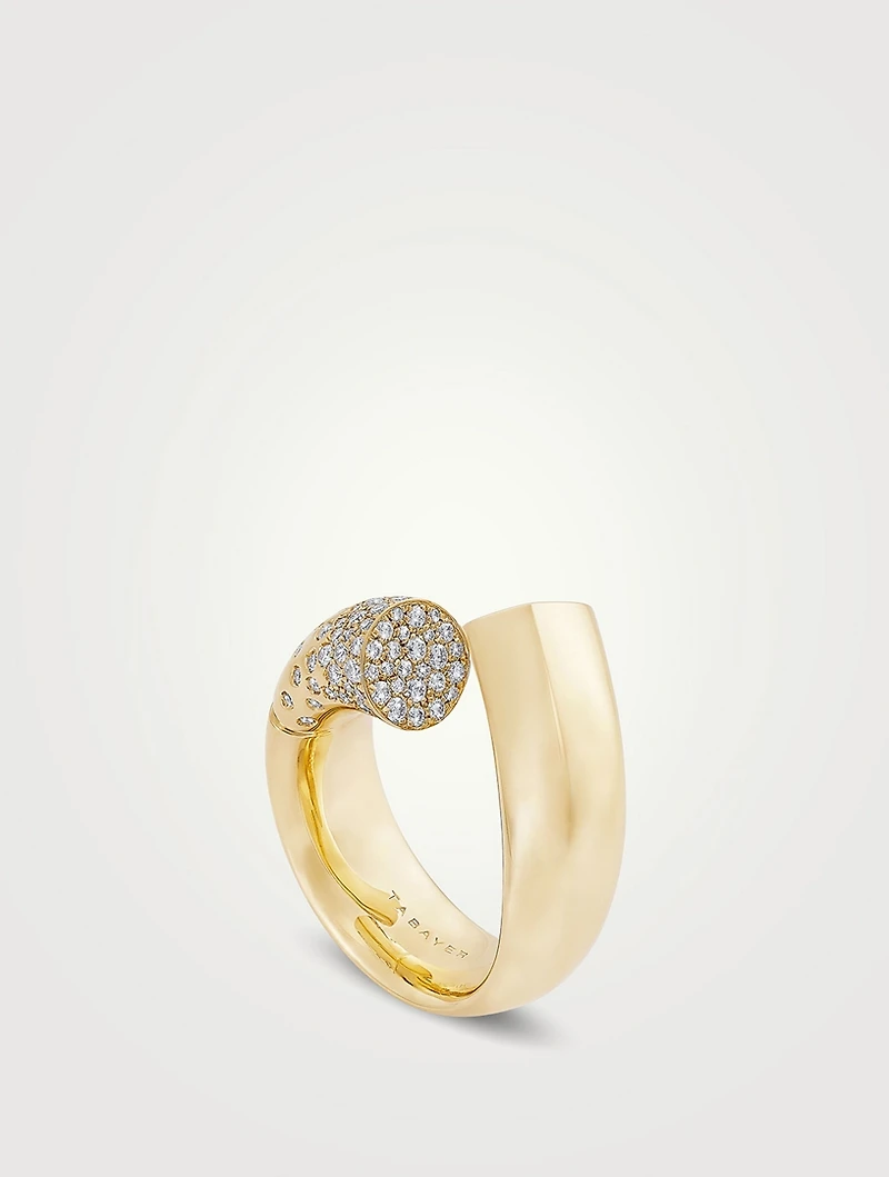 Large Oera 18K Gold Ring With Diamonds
