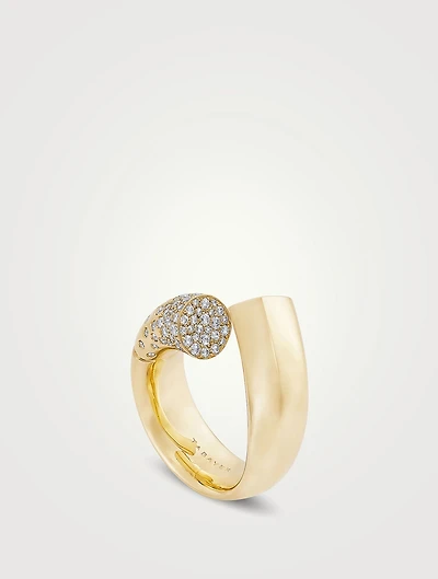 Large Oera 18K Gold Ring With Diamonds