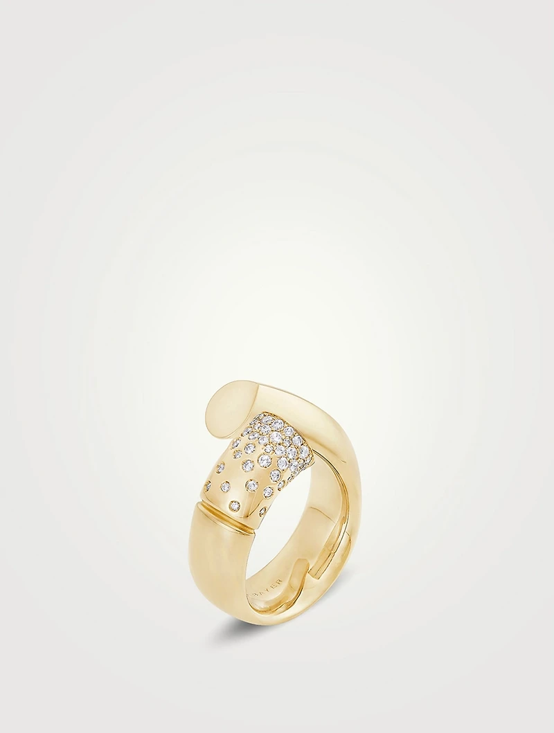 Large Oera 18K Gold Ring With Diamonds