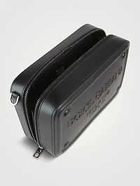 Leather Crossbody Bag With Raised Logo