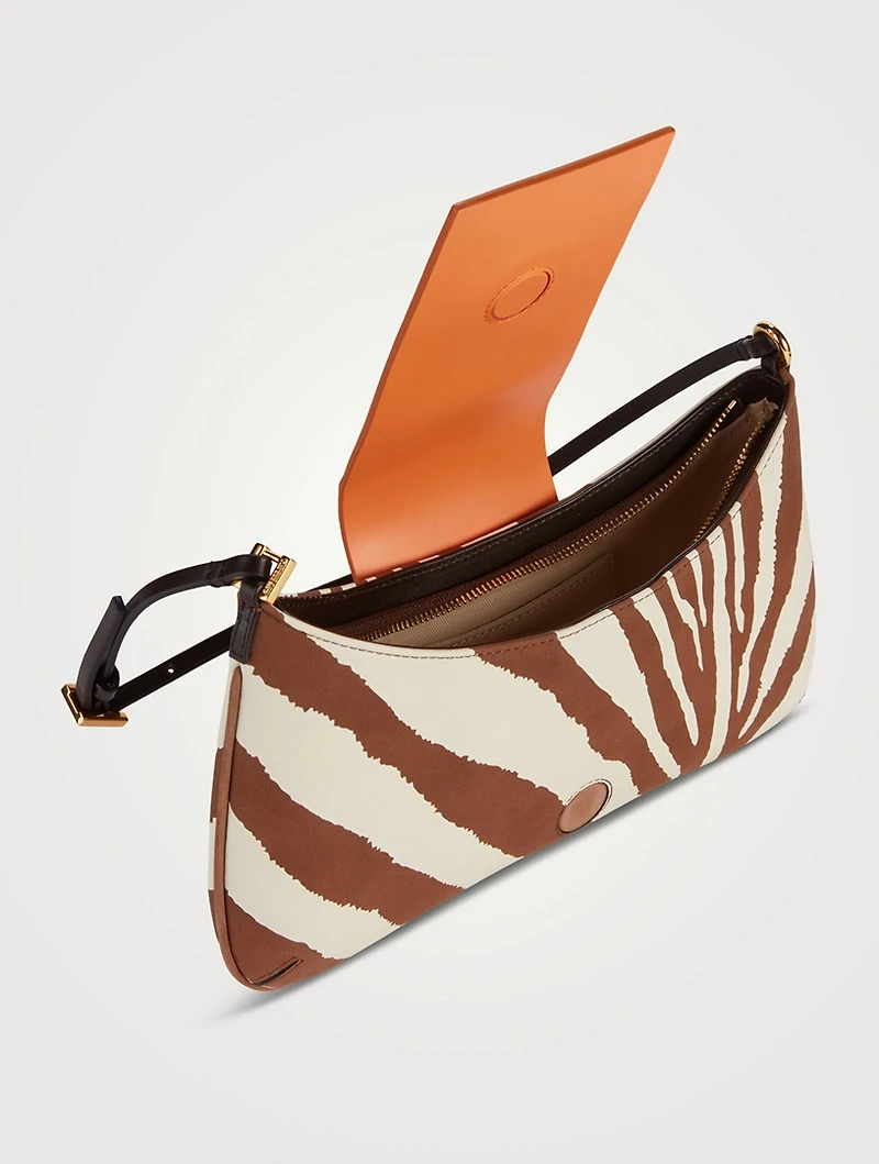 Le Bisou Leather Shoulder Bag In Zebra Print