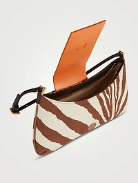 Le Bisou Leather Shoulder Bag In Zebra Print