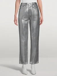 90s Metallic Pinch Waist Straight Jeans