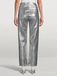 90s Metallic Pinch Waist Straight Jeans