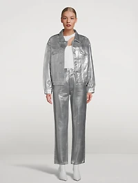 90s Metallic Pinch Waist Straight Jeans