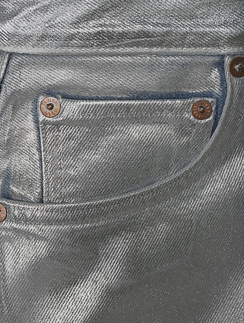 90s Metallic Pinch Waist Straight Jeans