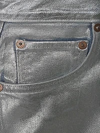 90s Metallic Pinch Waist Straight Jeans