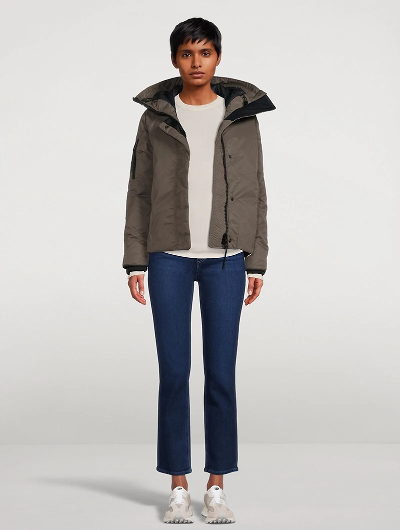 Everleigh Down Performance Satin Bomber Jacket