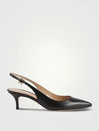 Ribbon Leather Slingback Pumps