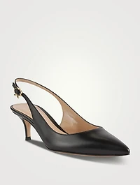 Ribbon Leather Slingback Pumps