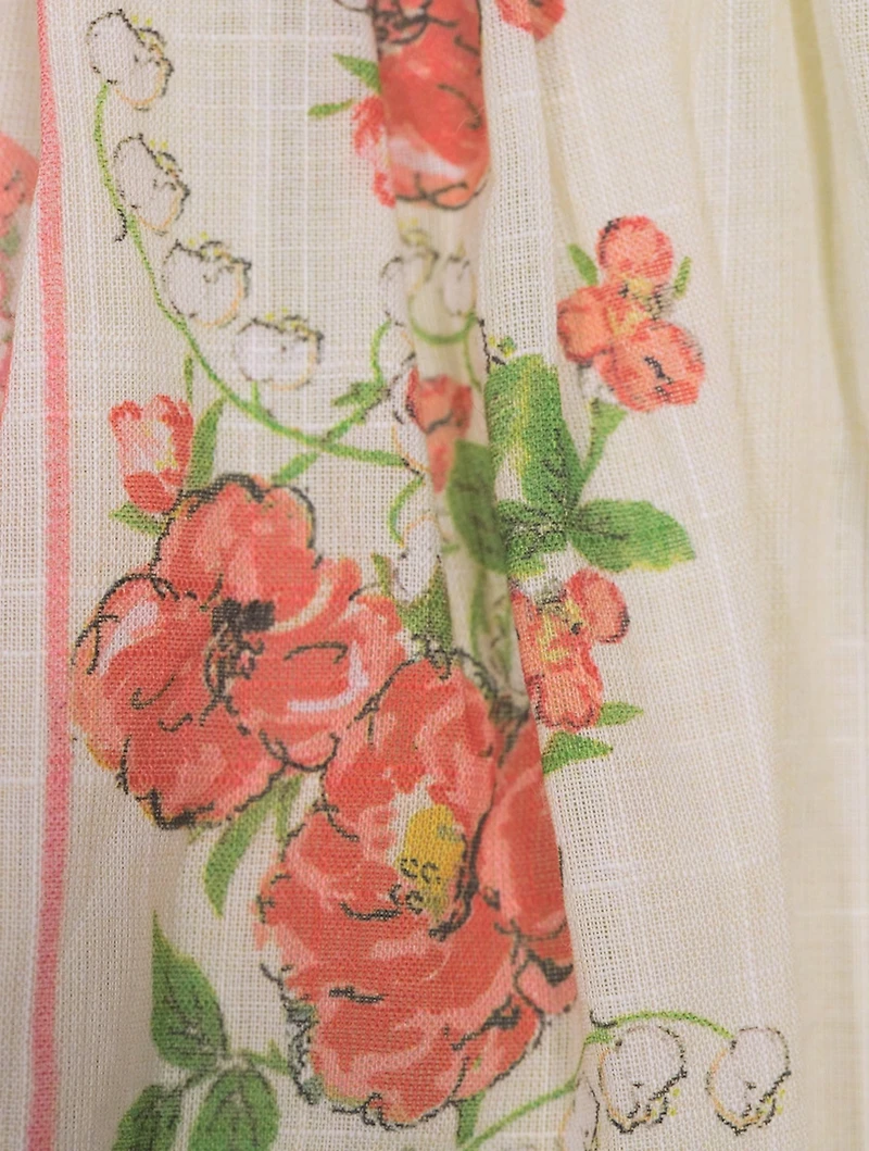 Clover Shirred Dress Patch Painted Floral Print