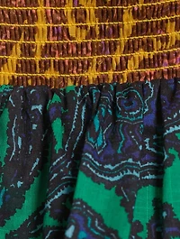 Tiggy Shirred Tiered Dress Spliced Paisley Print