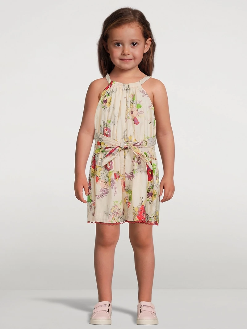 Clover Halter Playsuit Lipstick Peony Floral Print