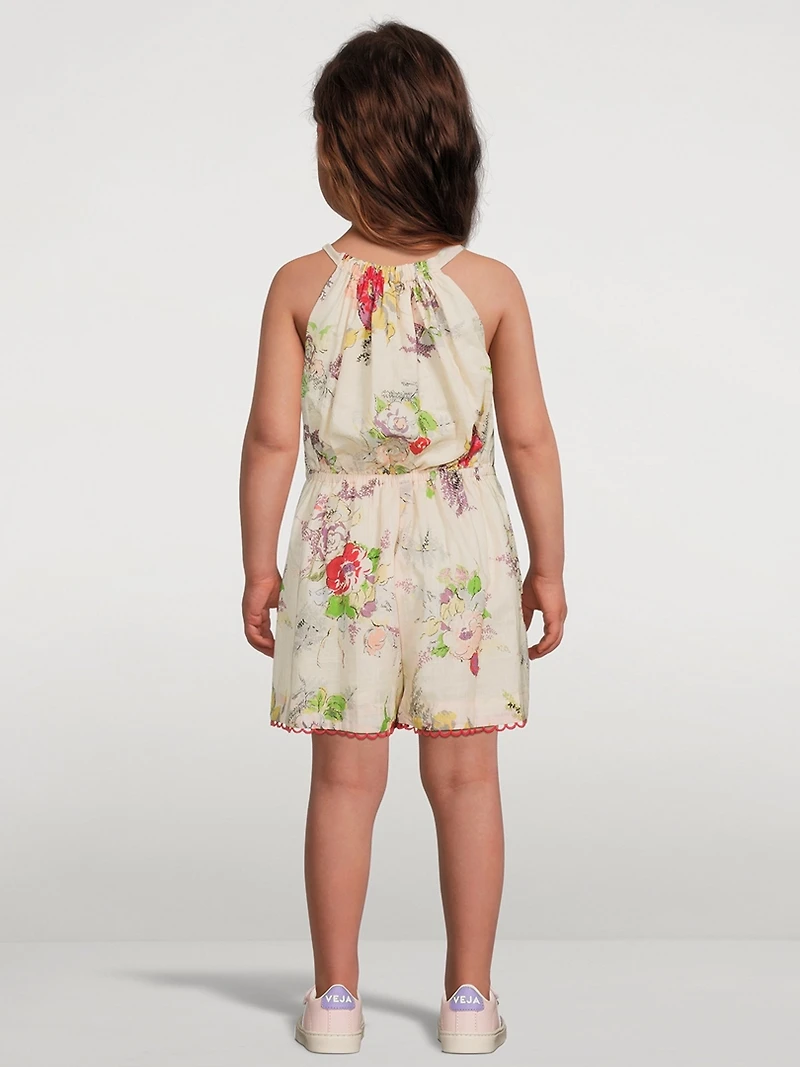 Clover Halter Playsuit Lipstick Peony Floral Print