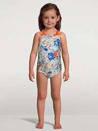 Clover Gathered Strap Swimsuit Topaz Peony Floral Print