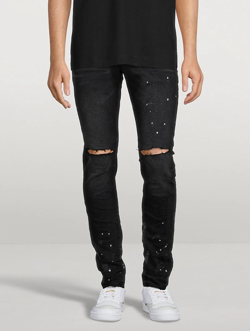 Low Rise Skinny Jeans With Knee Slits