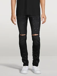Low Rise Skinny Jeans With Knee Slits
