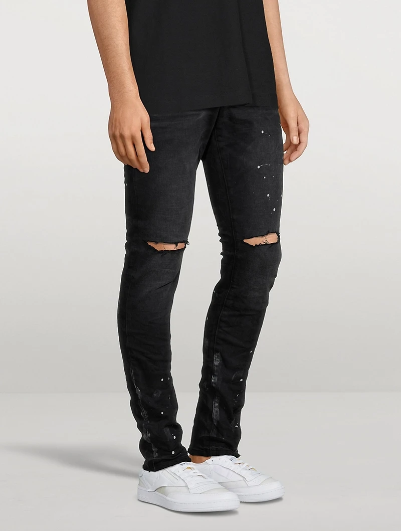 Low Rise Skinny Jeans With Knee Slits