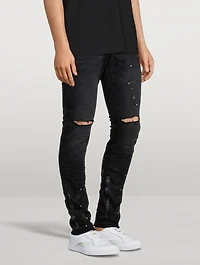 Low Rise Skinny Jeans With Knee Slits
