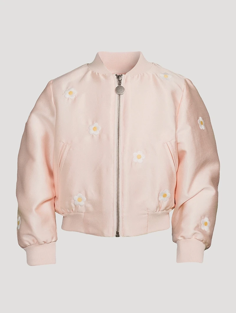 Daisy Embroidery Bomber Jacket