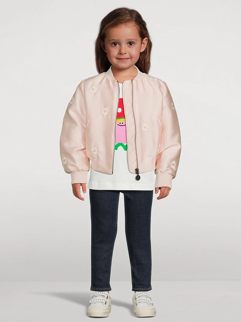 Daisy Embroidery Bomber Jacket