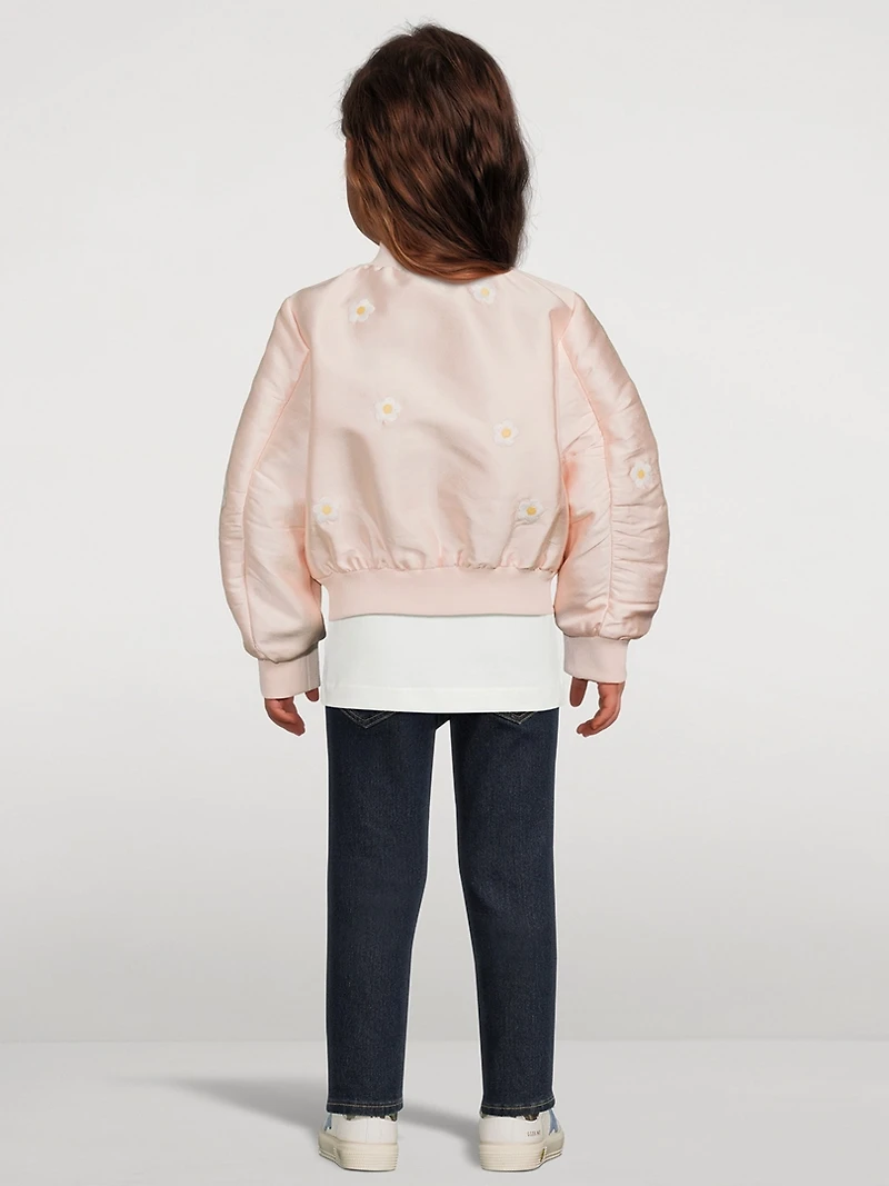 Daisy Embroidery Bomber Jacket