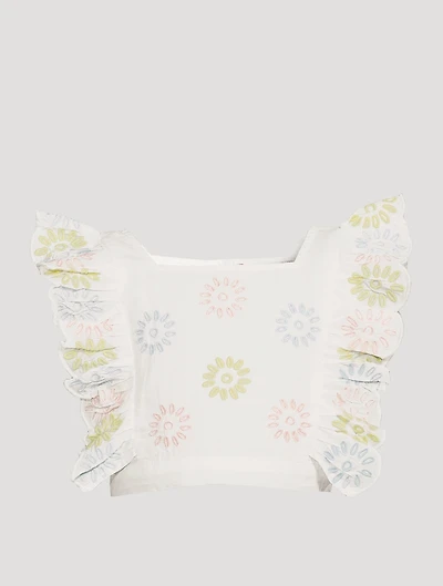 Cotton Cropped Top With Embroidery