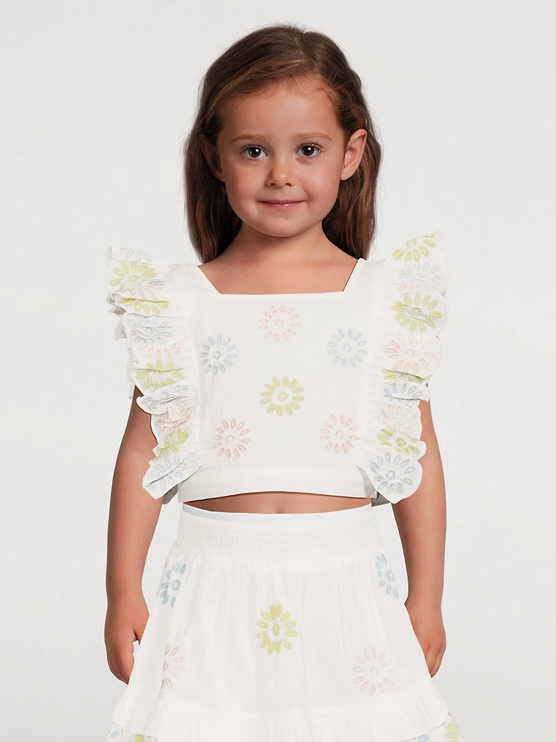 Cotton Cropped Top With Embroidery