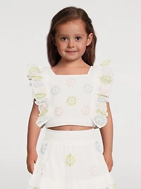 Cotton Cropped Top With Embroidery