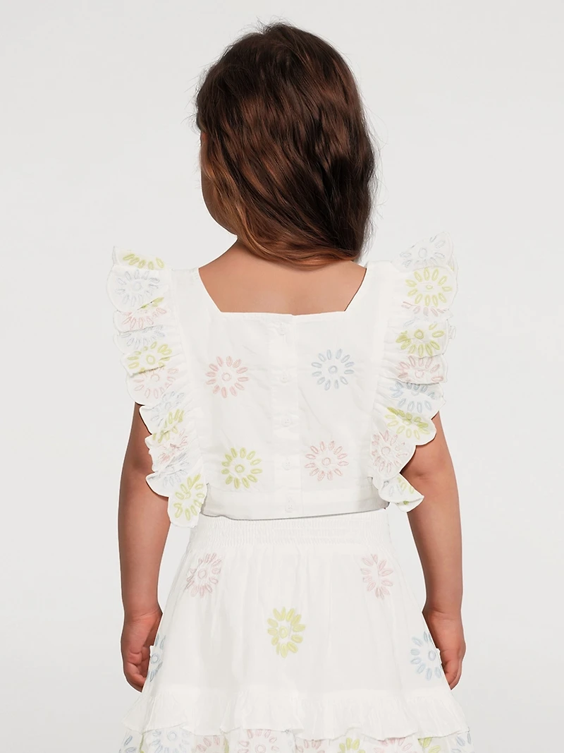 Cotton Cropped Top With Embroidery