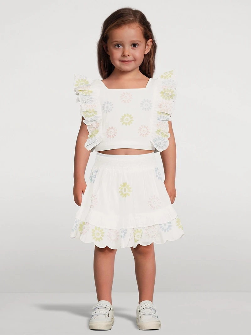 Cotton Cropped Top With Embroidery