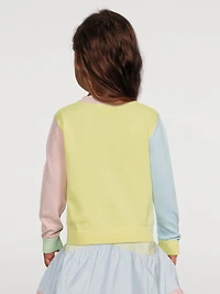 Cotton Cardigan With Flower Intarsia