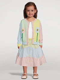 Cotton Cardigan With Flower Intarsia