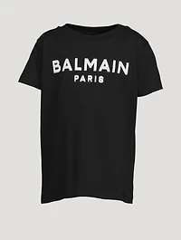 Kids Cotton T-Shirt With Flocked Logo