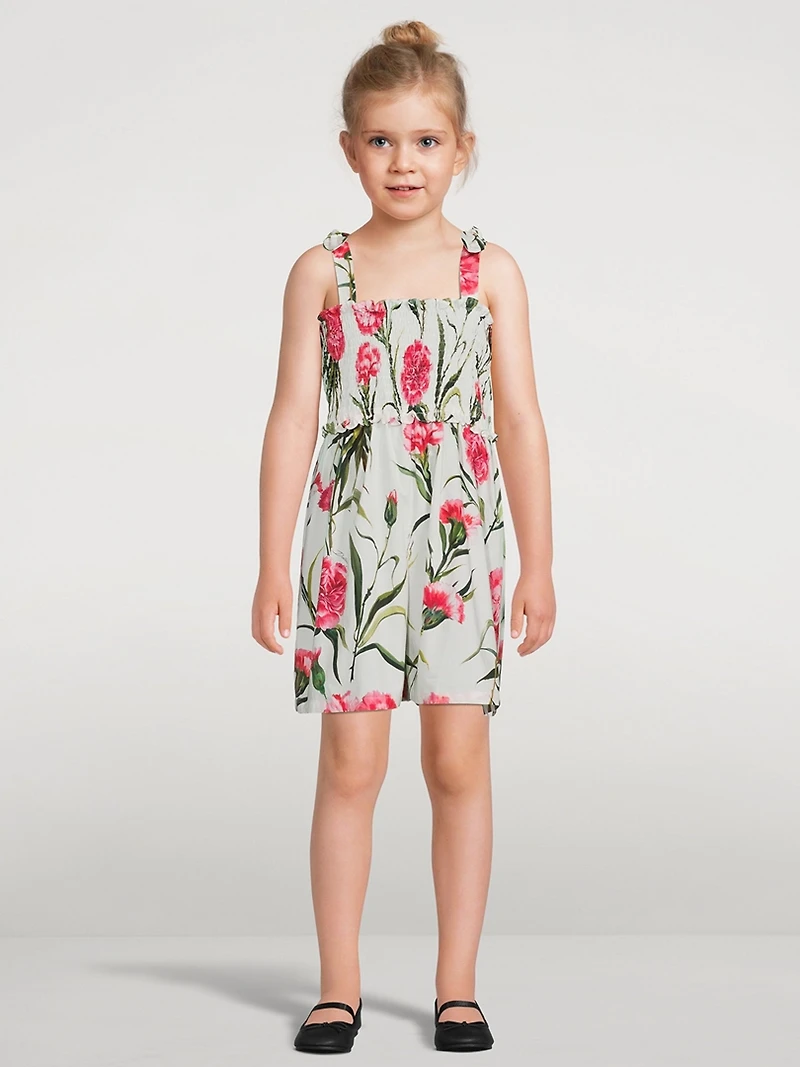 Cotton Romper Carnation Print
