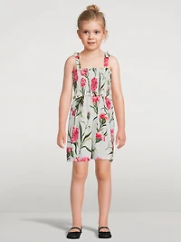 Cotton Romper Carnation Print