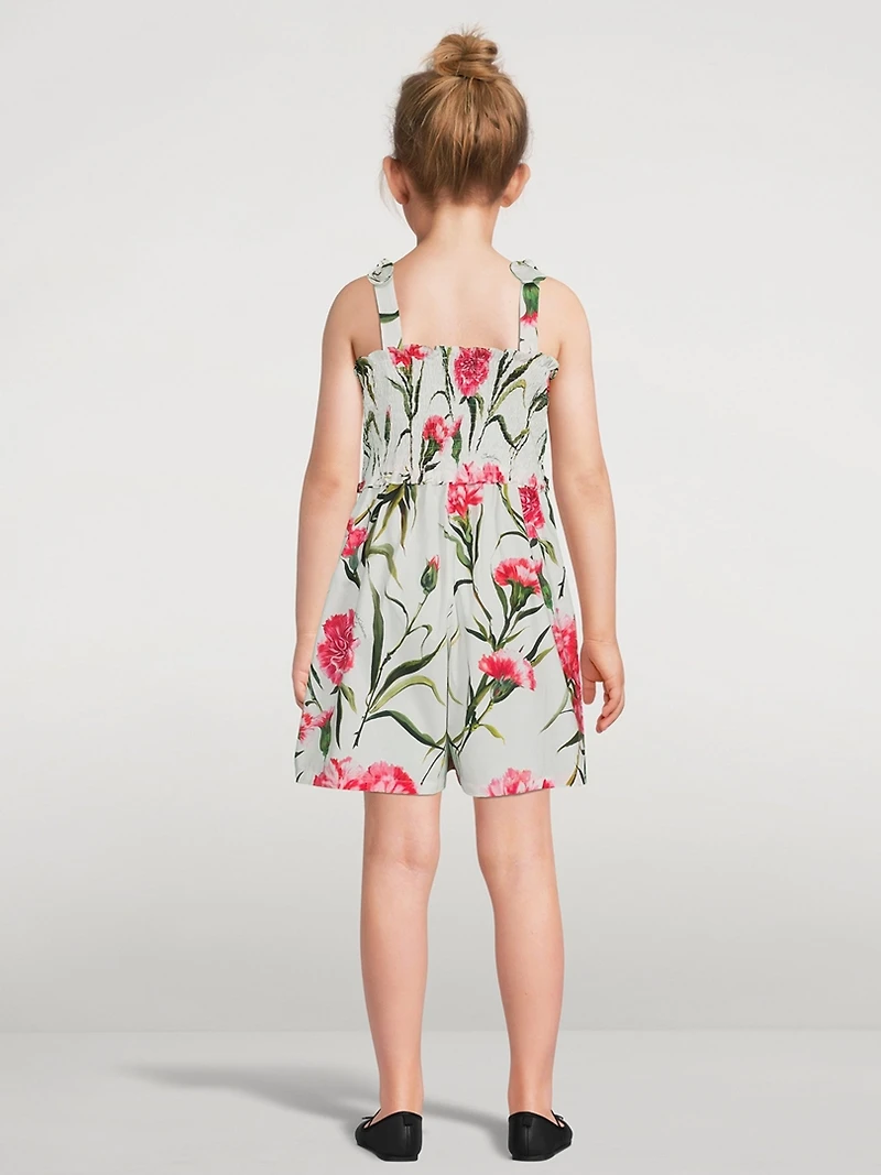 Cotton Romper Carnation Print
