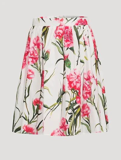 Cotton Poplin Skirt Carnation Print