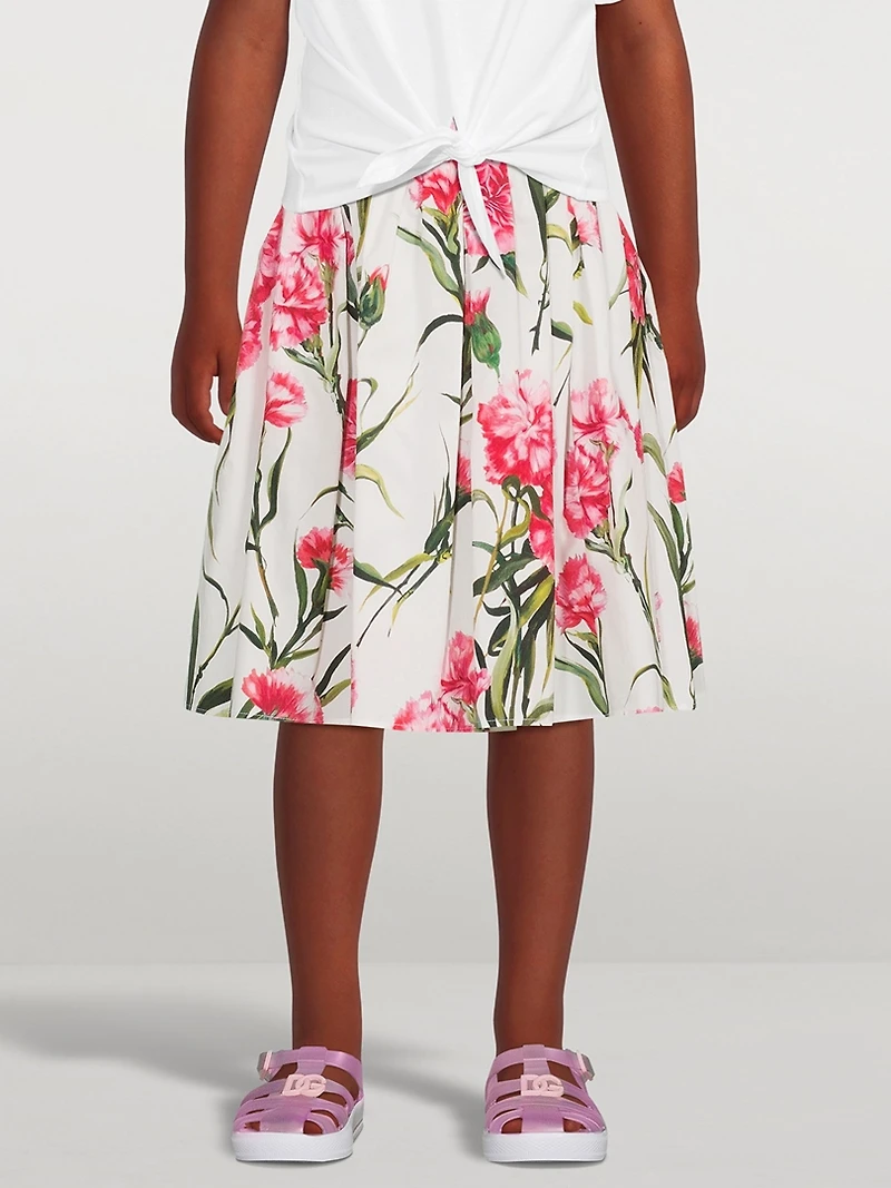 Cotton Poplin Skirt Carnation Print