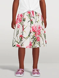 Cotton Poplin Skirt Carnation Print