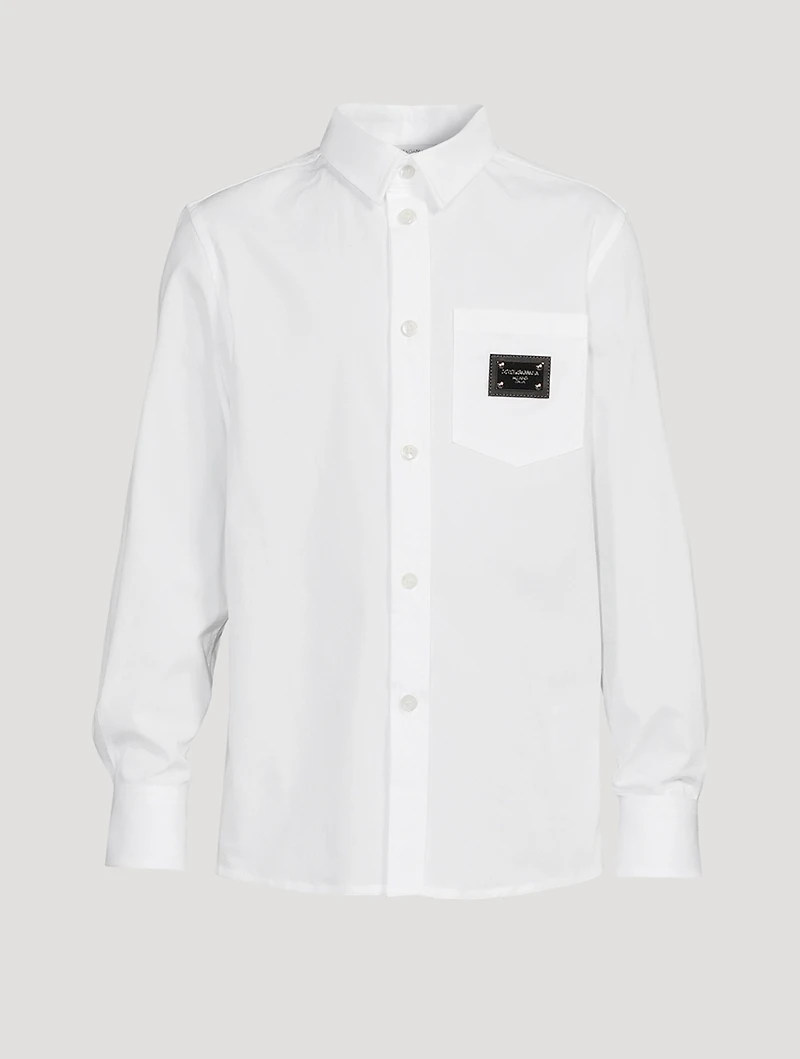 Cotton Shirt With Metal Logo