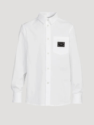Cotton Shirt With Metal Logo
