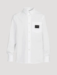 Cotton Shirt With Metal Logo