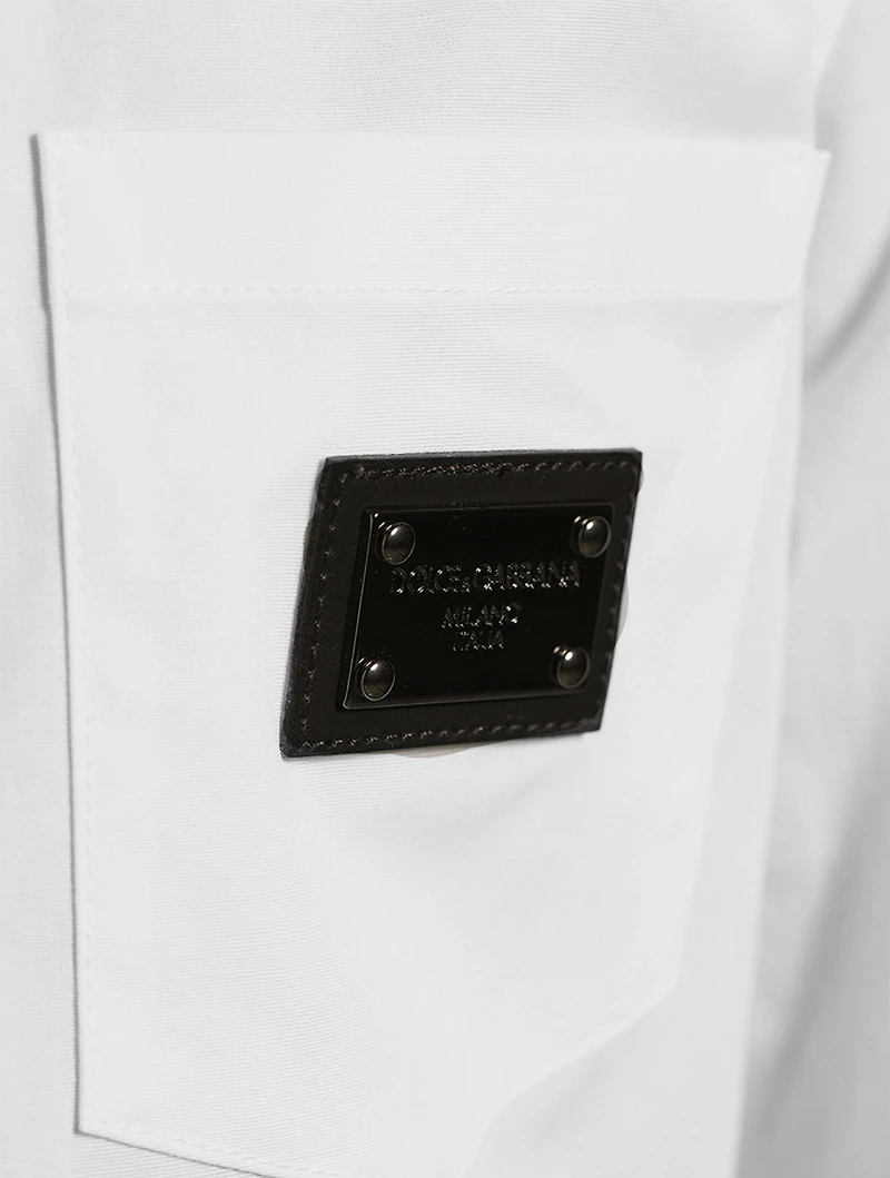 Cotton Shirt With Metal Logo
